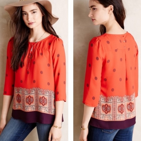 Anthropologie Tops - Maeve ANTHROPOLOGIE Rila Patterned Border Top